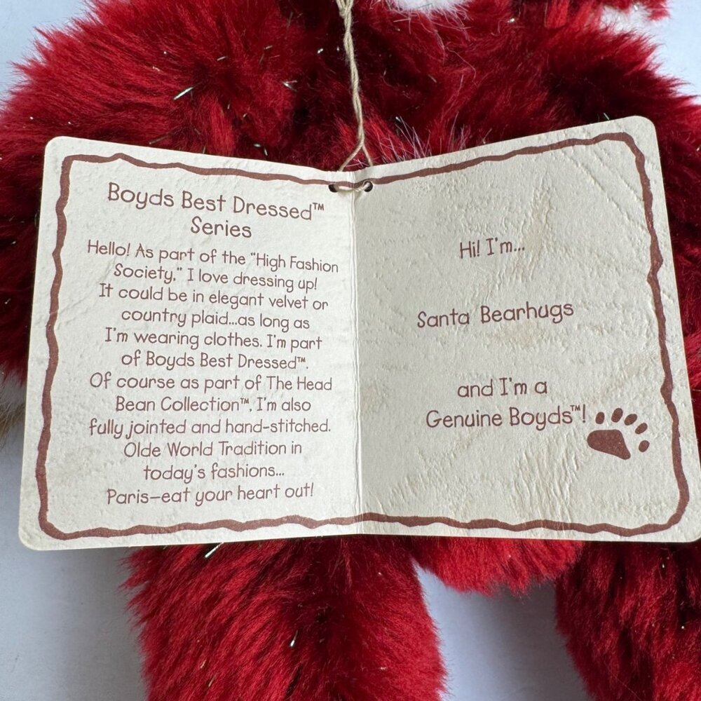 Boyds Bear Santa Bearhugs Articulated Stuffed Teddy Bear Christmas Glitter VTG - Picture 10 of 11